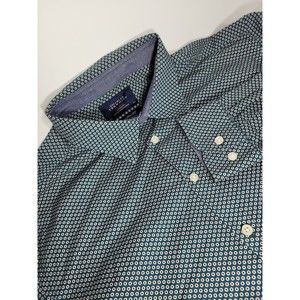 Charles Tyrwhitt Mens XLarge Weekend Extra Slim Button Up Green Eye Dot‎
